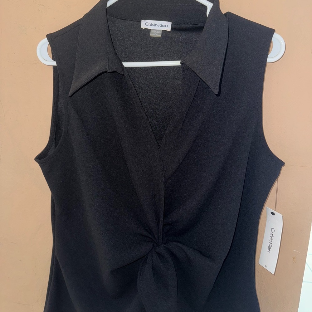 Calvin Klein Black Blouse with Gathered Detail
